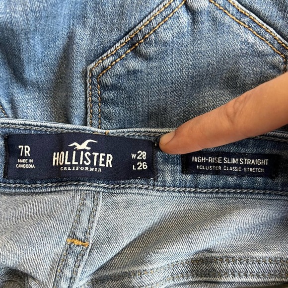 Hollister High Rise Slim Straight Distressed Denim Jeans Sz 7 - Picture 3 of 4